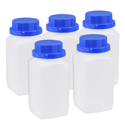 uxcell Uxcell Plastic Lab Chemical Reagent Bottle 650ml/22oz Wide Mouth Sample Sealing Liquid Storage Container Translucent 5pcs