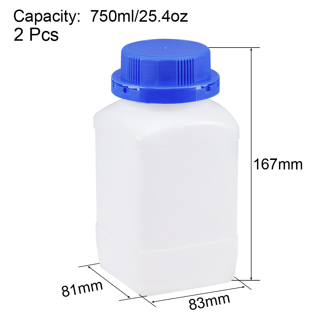 uxcell Uxcell Plastic Lab Chemical Reagent Bottle 750ml/25.4oz Wide Mouth Sample Sealing Liquid Storage Container Translucent 2pcs