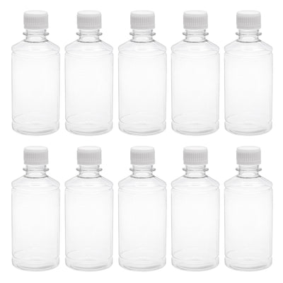 Harfington Uxcell 8.5 oz/250ml Plastic Lab Chemical Reagent Bottle Small Mouth Liquid/ Solid Storage Container Clear Bottles w Tamper Evident Caps 10pcs