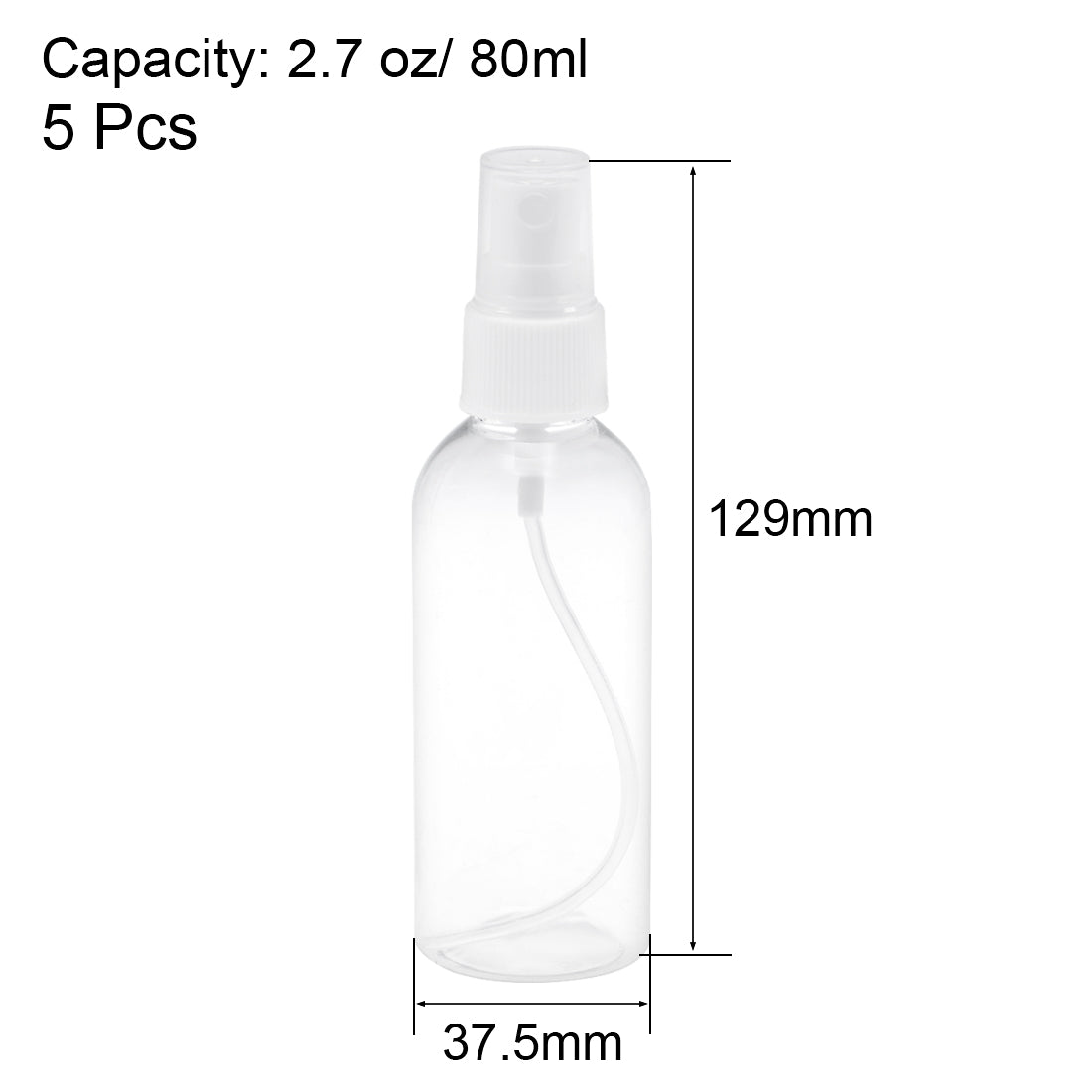 uxcell Uxcell Fine Mist Spray Bottle, 2.7 oz/ 80ml Plastic Spray Clear Bottles w Atomizer Pump and Refillable 3pcs