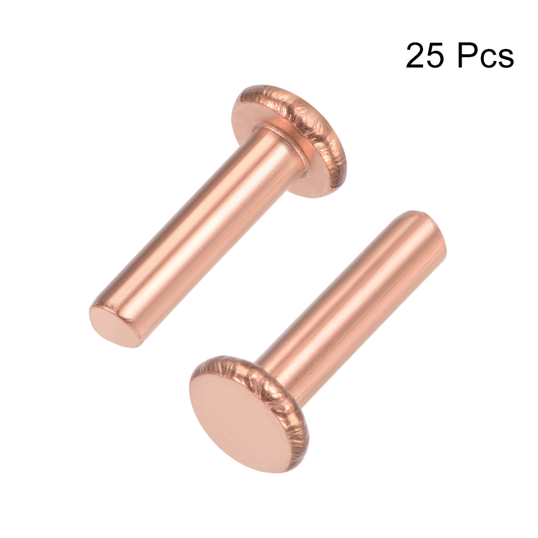 Uxcell Uxcell 25 Pcs 5/32" x 5/16" Flat Head Copper Solid Rivets Fasteners