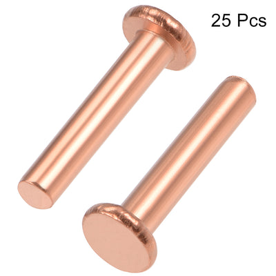 Harfington Uxcell 25 Pcs 5/32" x 5/16" Flat Head Copper Solid Rivets Fasteners