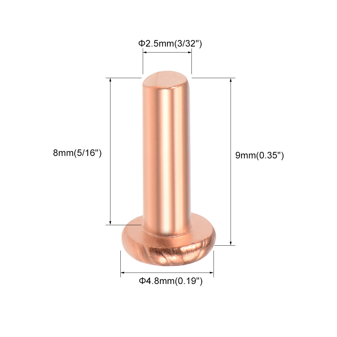 Uxcell 100 Pcs Flat Head Copper Solid Rivets Fasteners | Harfington