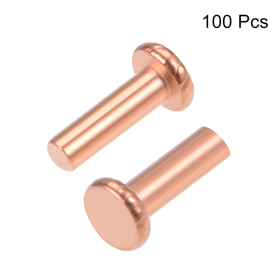 uxcell Uxcell 100 Pcs Flat Head Copper Solid Rivets Fasteners