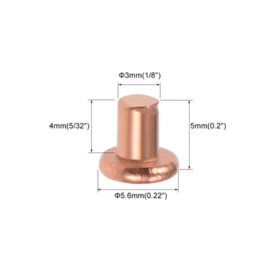 Harfington Uxcell 100 Pcs Flat Head Copper Solid Rivets Fasteners