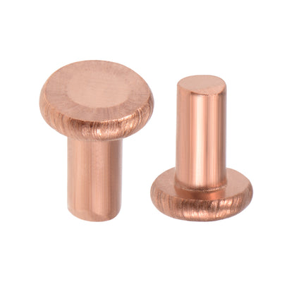 Harfington Uxcell 100 Pcs 1/8" x 15/64" Flat Head Copper Solid Rivets Fasteners