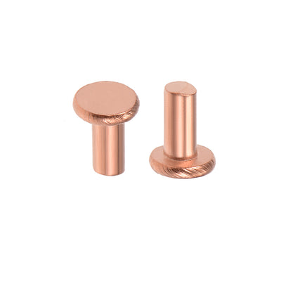 Harfington Uxcell 100 Pcs Flat Head Copper Solid Rivets Fasteners