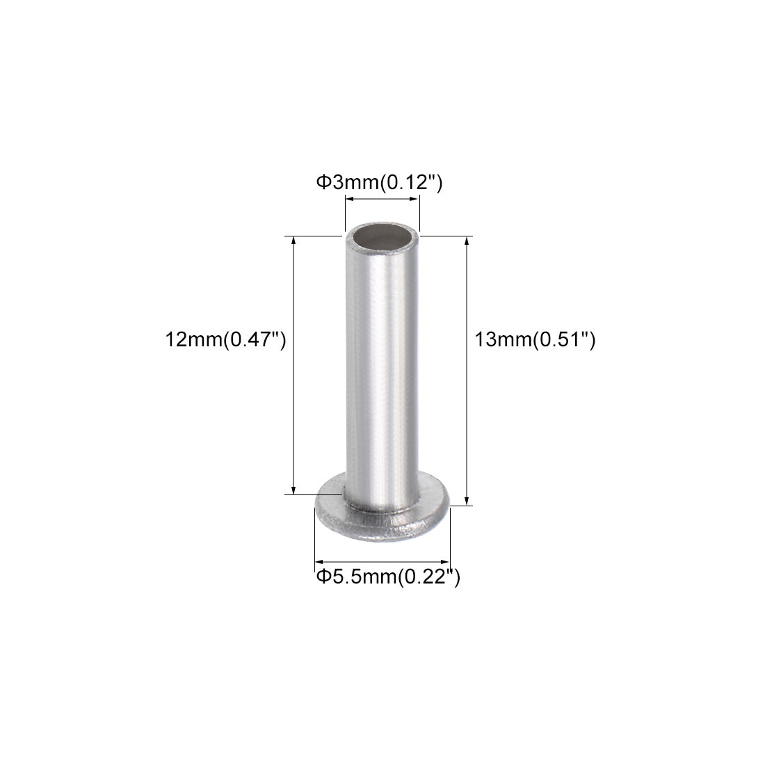 uxcell Uxcell 100 Pcs M2  Aluminum Flat Head Semi-Tubular Rivets Silver Tone