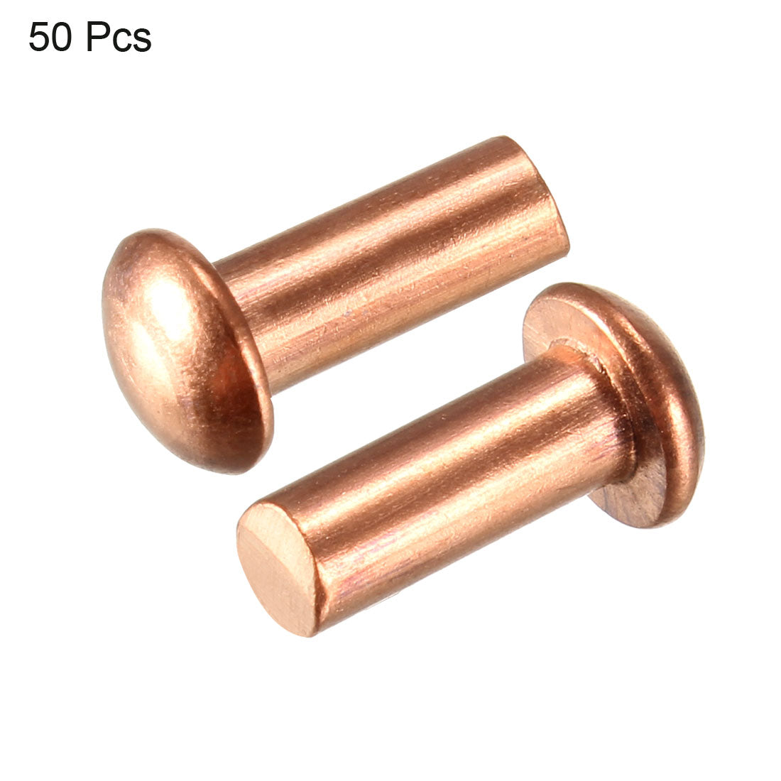 Uxcell Uxcell 50 Pcs 1/8inch x 15/32inch Round Head Copper Solid Rivets Fasteners