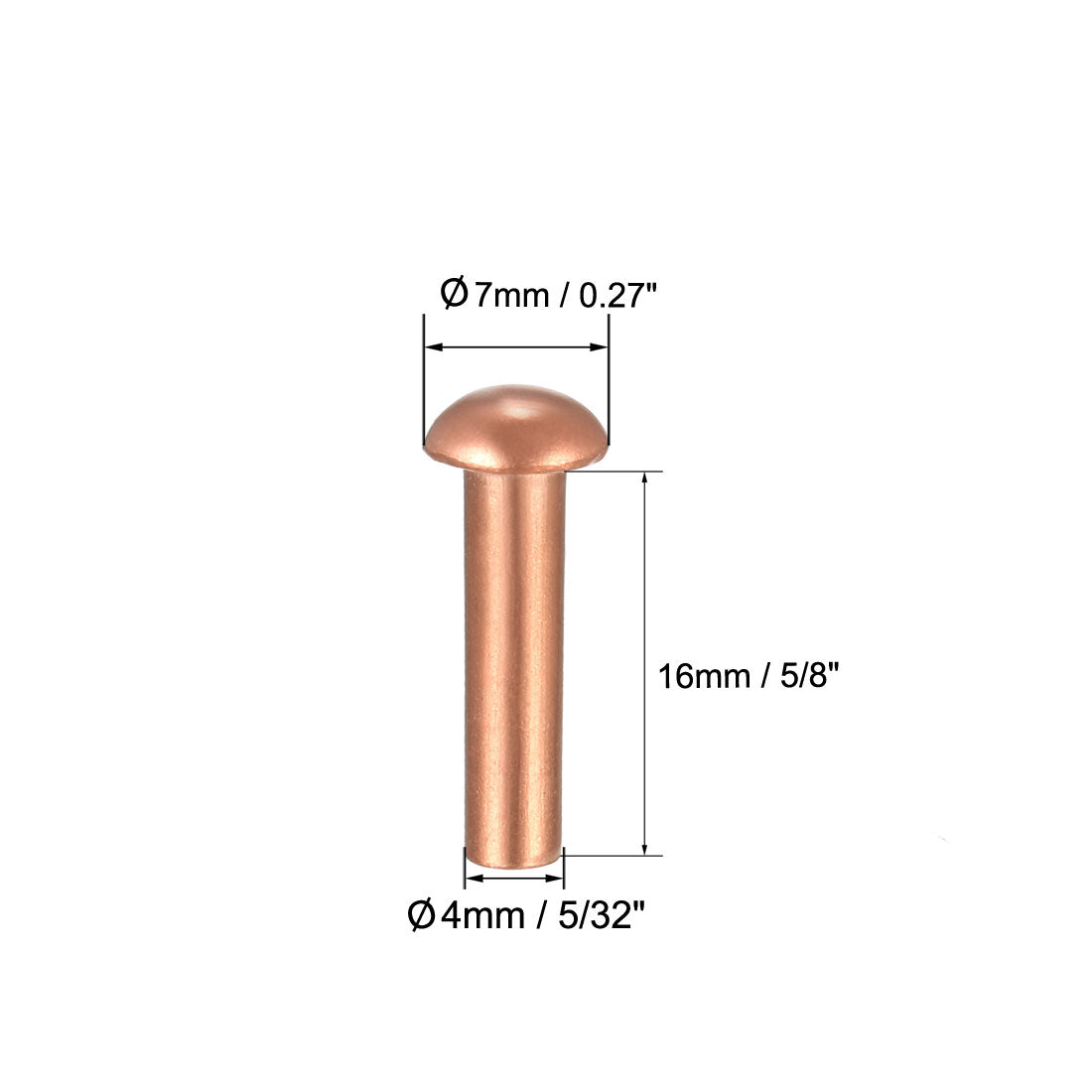 Uxcell Uxcell 50 Pcs 1/8inch x 15/32inch Round Head Copper Solid Rivets Fasteners