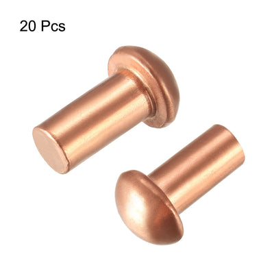 Harfington Uxcell 20 Pcs 5/16" x 5/8" Round Head Copper Solid Rivets Fasteners