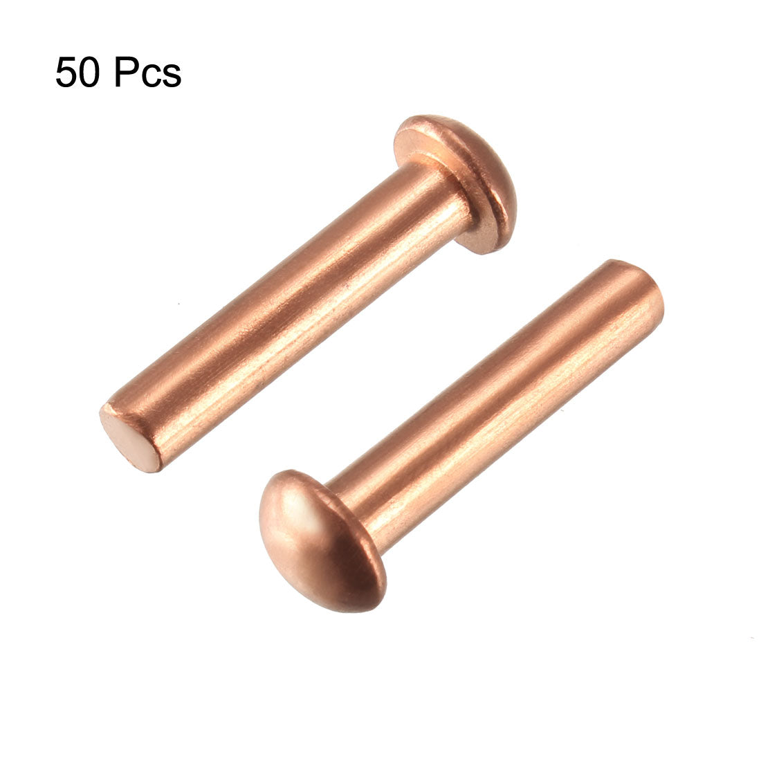 uxcell Uxcell 50 Pcs 5/32" x 45/64" Round Head Copper Solid Rivets Fasteners