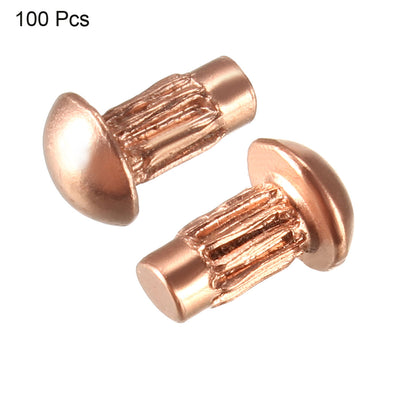 Harfington Uxcell 100Pcs 1/8" x 15/64" Round Head Copper Solid Rivets Fasteners