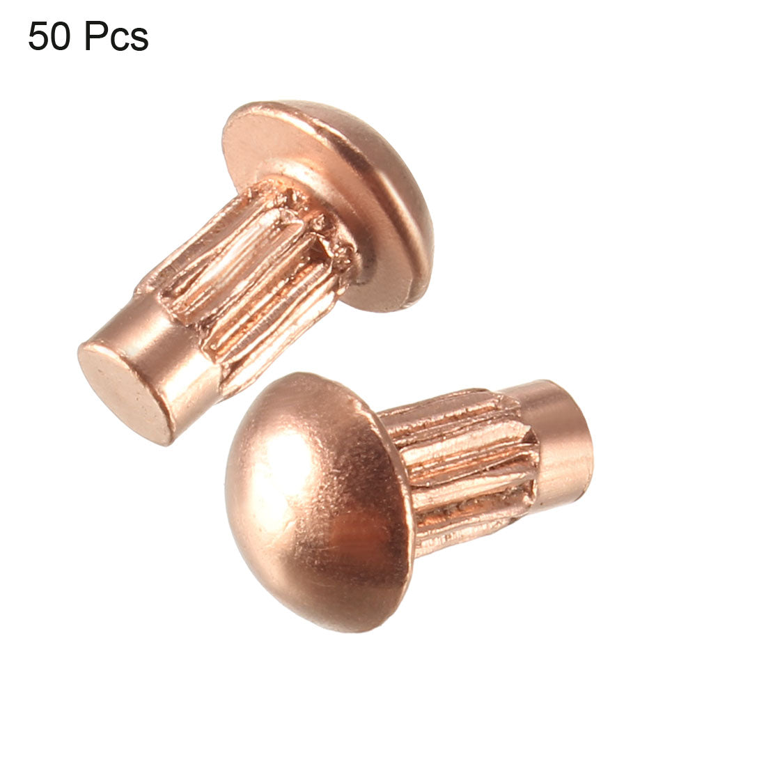 uxcell Uxcell 50 Pcs 1/8" x 15/64" Round Head Copper Solid Rivets Fasteners
