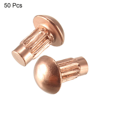 Harfington Uxcell 50 Pcs 1/8" x 15/64" Round Head Copper Solid Rivets Fasteners