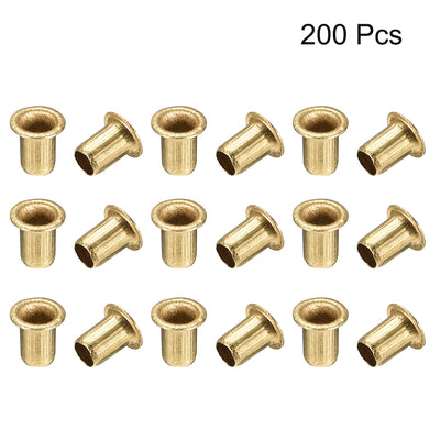 Harfington Uxcell Hollow Rivet,4mm x 6mm Through Hole Copper Hollow Rivets Grommets Double-sided Circuit Board PCB 200Pcs