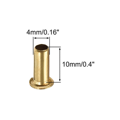 Harfington Uxcell Hollow Rivet,4mm x 10mm Through Hole Copper Hollow Rivets Grommets Double-sided Circuit Board PCB 200Pcs