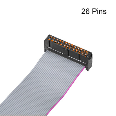 Harfington Uxcell IDC Wire Flat Ribbon Cable FC/FC Connector A-type 26 Pins 2.54mm Pitch 1m Length Gray