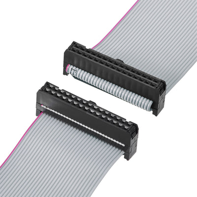Harfington Uxcell IDC Wire Flat Ribbon Cable FC/FC Connector A-type 30 Pins 2.54mm Pitch 1m Length Gray