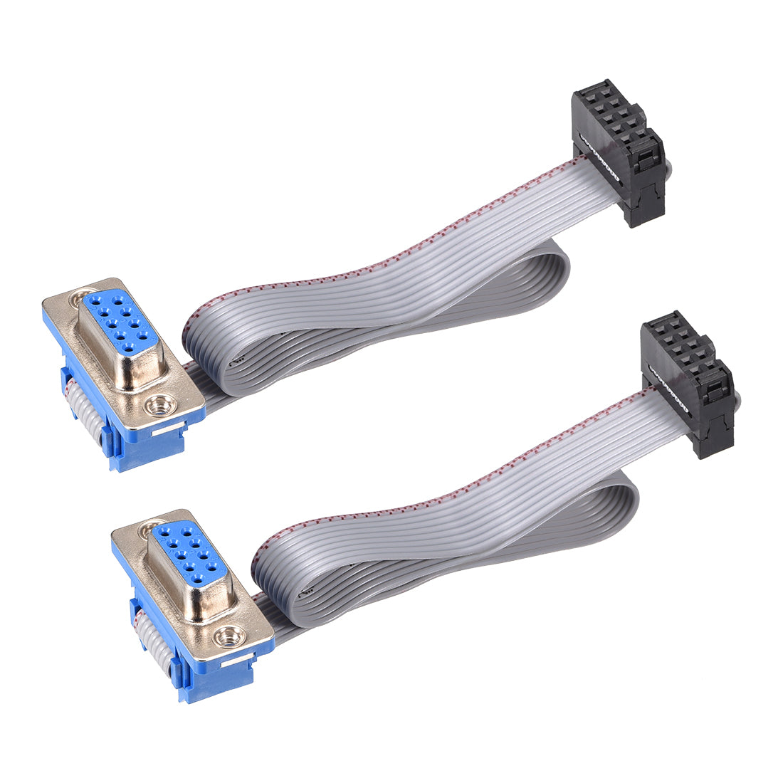 uxcell Uxcell IDC Wire Flat Ribbon Cable DB9 Female to FC-10 Female Connector 2.54mm Pitch 20cm Length , 2pcs