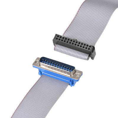 Harfington Uxcell IDC Wire Flat Ribbon Cable DB25 Male to FC-26 Female Connector 2.54mm Pitch 20cm Length , 2pcs