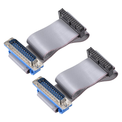Harfington Uxcell IDC Wire Flat Ribbon Cable DB25 Male to FC-26 Female Connector 2.54mm Pitch 20cm Length , 2pcs