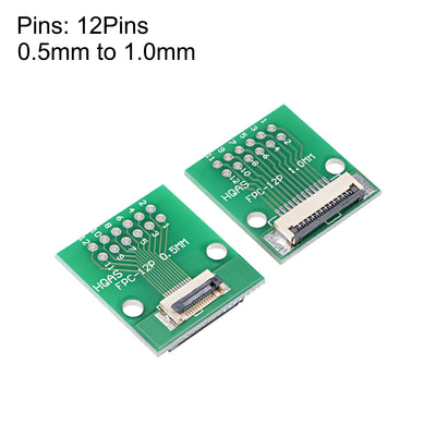 Harfington Uxcell FFC FPC 12 Pin 0.5mm 1mm Pitch to DIP 2.0mm PCB Converter Board Couple Extend Adapter