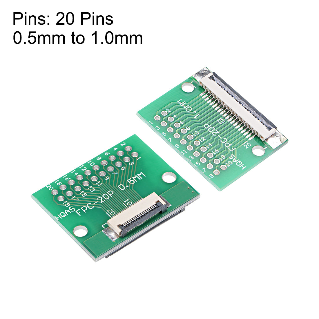 uxcell Uxcell FFC FPC 20 Pin 0.5mm 1mm Pitch to DIP 2.0mm PCB Converter Board Couple Extend Adapter