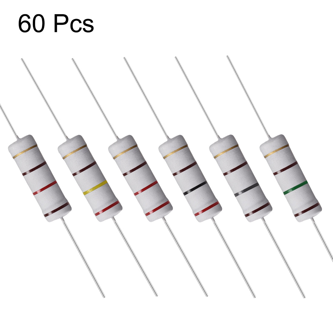 uxcell Uxcell 60 Pcs 5W Metal Oxide Film Resistor 120R,150R,180R,200R,220R,240R Ohm ±5%