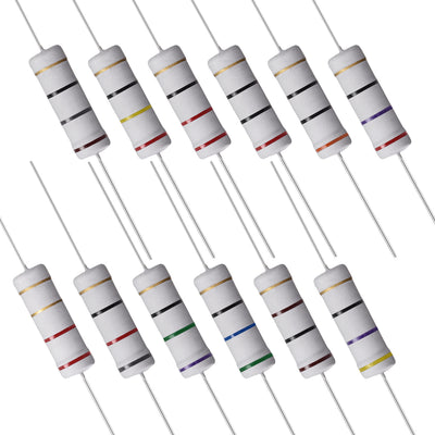 uxcell Uxcell 60 Pcs 5W Metal Oxide Film Resistor 18R,20R,22R,24R,56R,75R,82R,100R Ohm ±5%