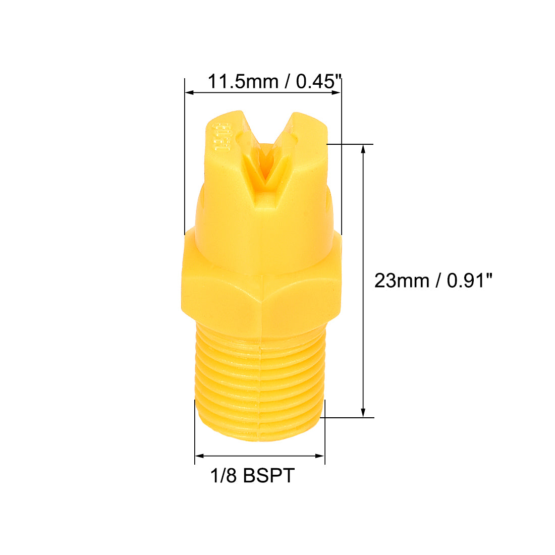 uxcell Uxcell Flat Fan Spray Tip, 1/8BSPT Male Thread PP Nozzle, 5 Pcs (65 Degree, 1.8mm Orifice Diameter)
