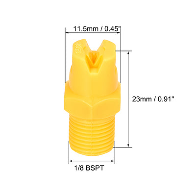Harfington Uxcell Flat Fan Spray Tip, 1/8BSPT Male Thread PP Nozzle, 5 Pcs (65 Degree, 1.8mm Orifice Diameter)