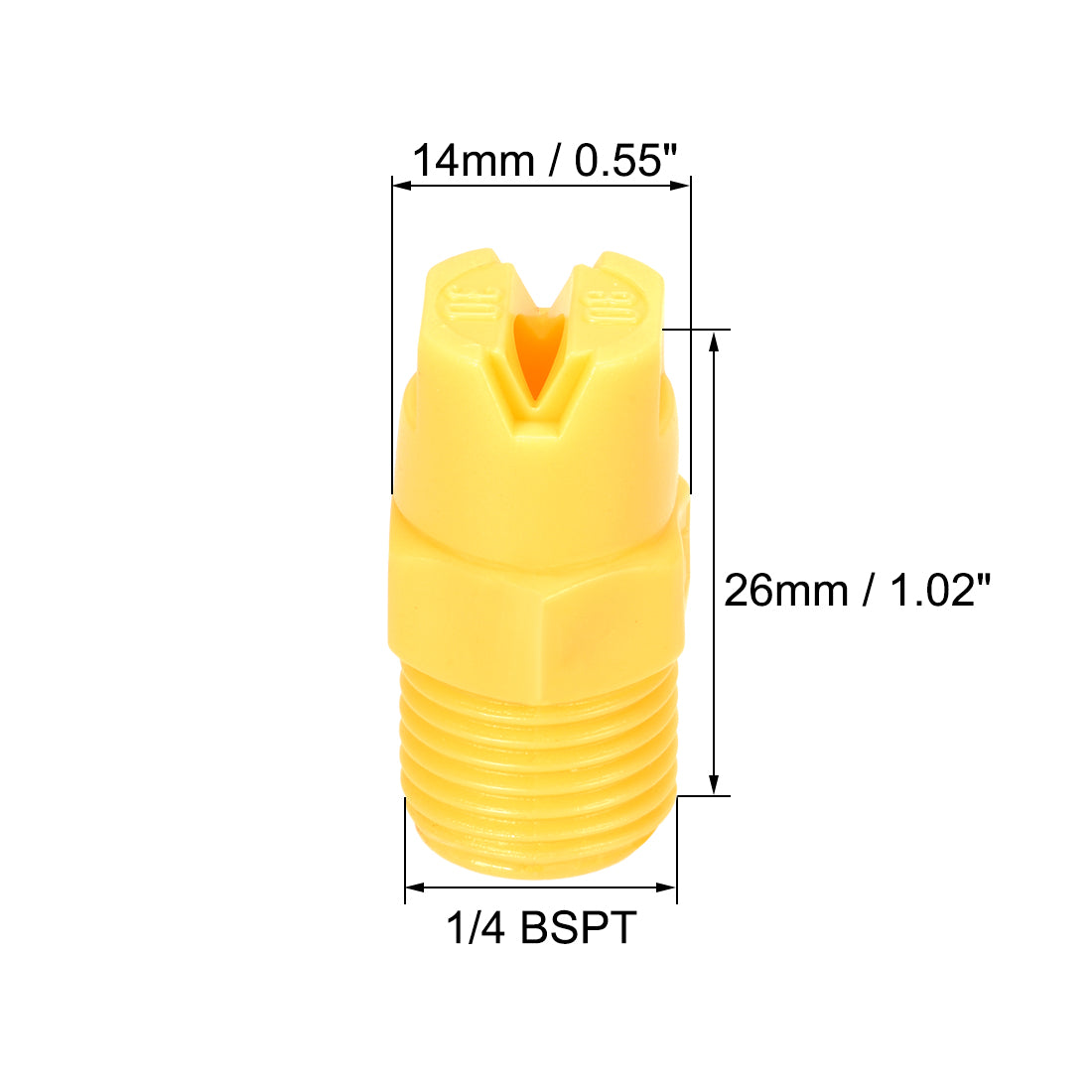 uxcell Uxcell Flat Fan Spray Tip, 1/4BSPT Male Thread PP Nozzle, 5 Pcs (80 Degree, 3.6mm Orifice Diameter)