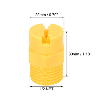 Harfington Uxcell Flat Fan Spray Tip, 1/2NPT Male Thread PP Nozzle, 3 Pcs (65 Degree, 2mm Orifice Diameter)