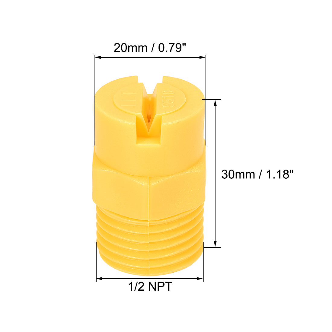 uxcell Uxcell Flat Fan Spray Tip, 1/2NPT Male Thread PP Nozzle, 6 Pcs (65 Degree, 2mm Orifice Diameter)