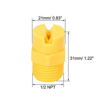 Harfington Uxcell Flat Fan Spray Tip, 1/2NPT Male Thread PP Nozzle, 3 Pcs (65 Degree, 3.6mm Orifice Diameter)