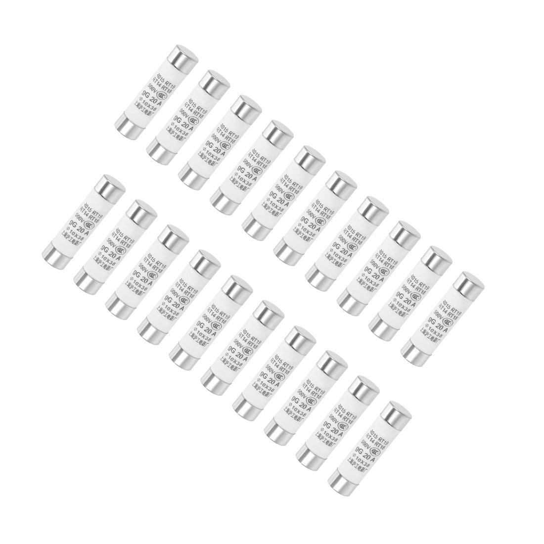 uxcell Uxcell Cartridge Fuses 20A 500V 10x38mm Fast Blow Audio Amplifier Ceramic 20pcs