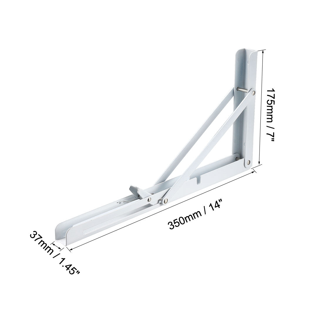 uxcell Uxcell Folding Bracket 14 inch 350mm for Shelf Table Desk Wall Mounted Support Collapsible Long Release Arm Space Saving Carbon Steel
