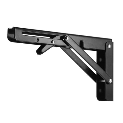 Harfington Uxcell Folding Bracket 8 Inch 200mm for Shelves Table Desk Wall Mounted Support Collapsible Long Release Arm Space Saving Carbon Steel 1pcs