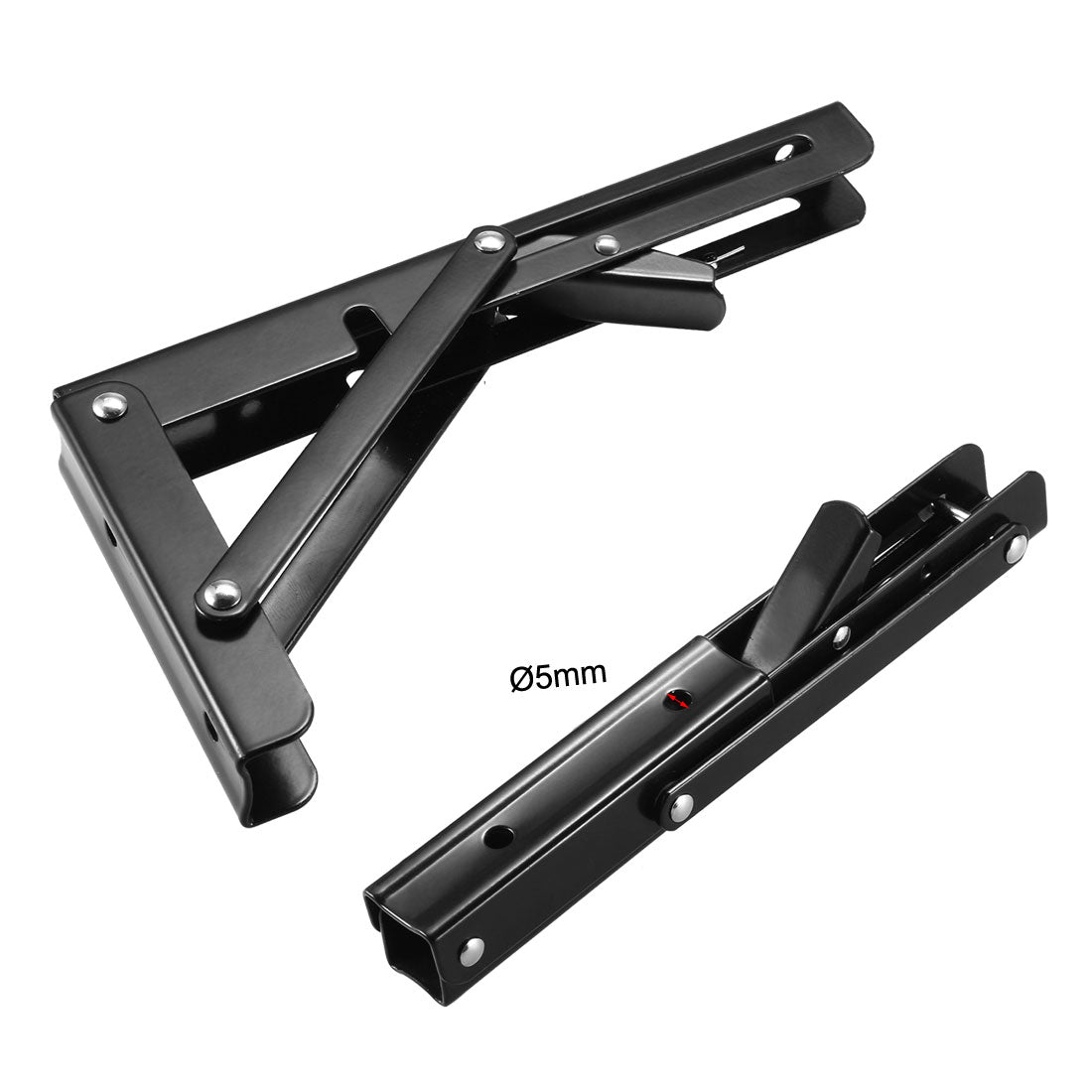 uxcell Uxcell Folding Bracket 8 inch 200mm for Shelves Table Desk Wall Mounted Support Collapsible Long Release Arm Space Saving Carbon Steel 2pcs