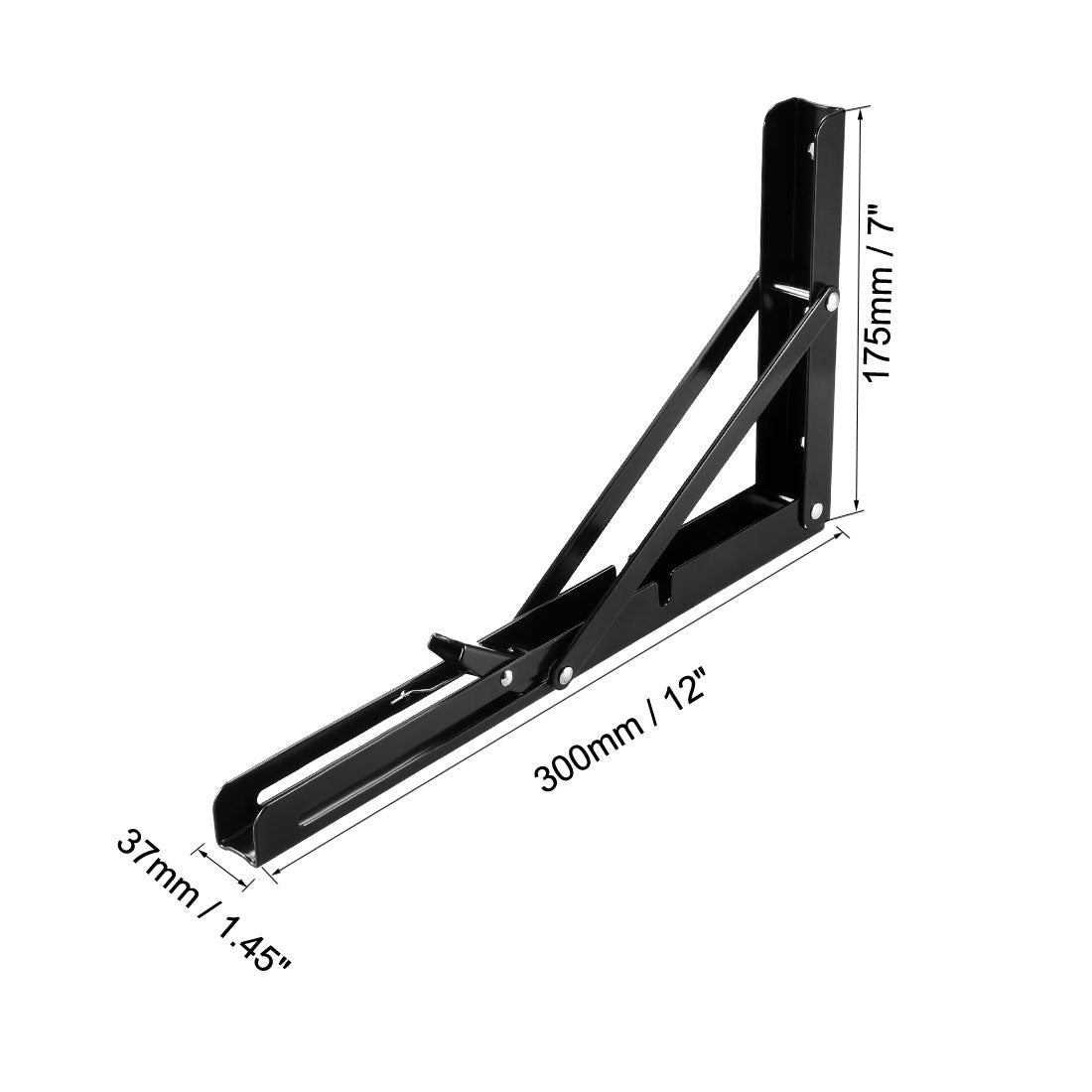 uxcell Uxcell Folding Bracket 12 Inch 300mm for Shelves Table Desk Wall Mounted Support Collapsible Long Release Arm Space Saving Carbon Steel