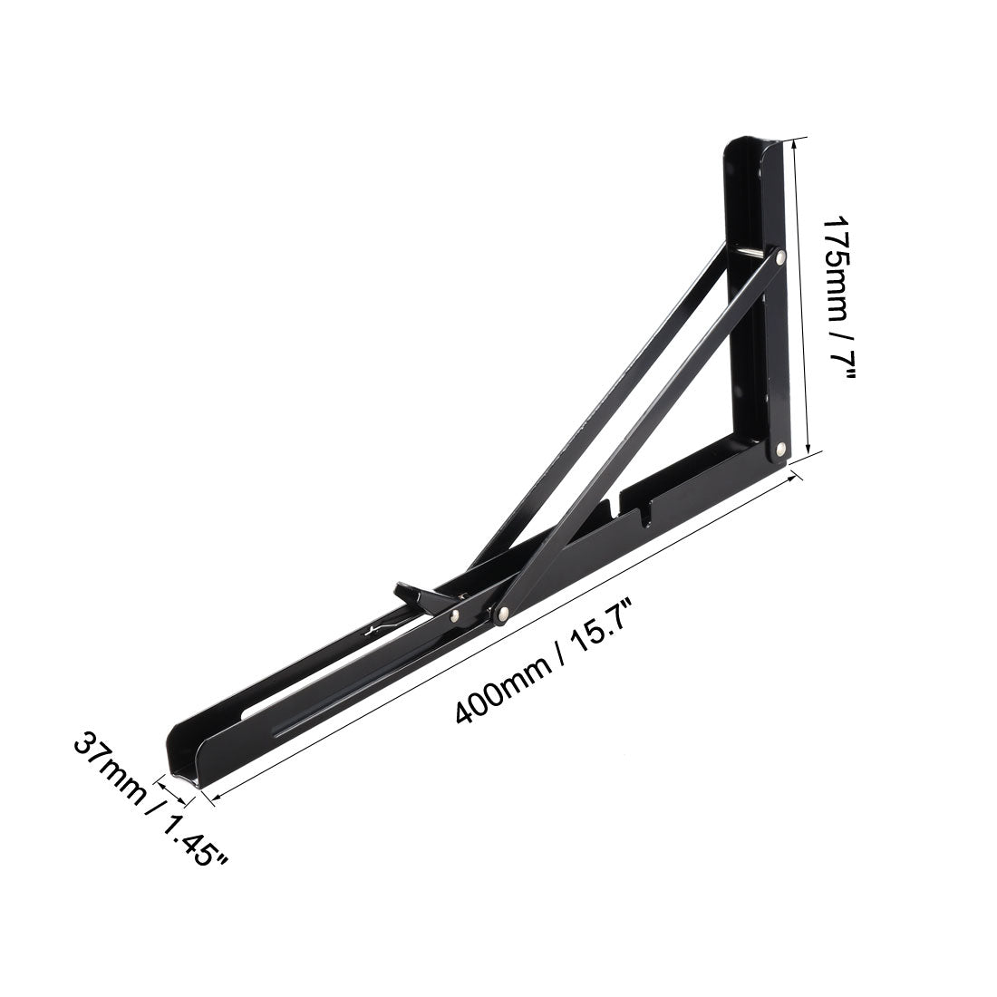uxcell Uxcell Folding Bracket 16 inch 400mm for Shelves Table Desk Wall Mounted Support Collapsible Long Release Arm Space Saving Carbon Steel