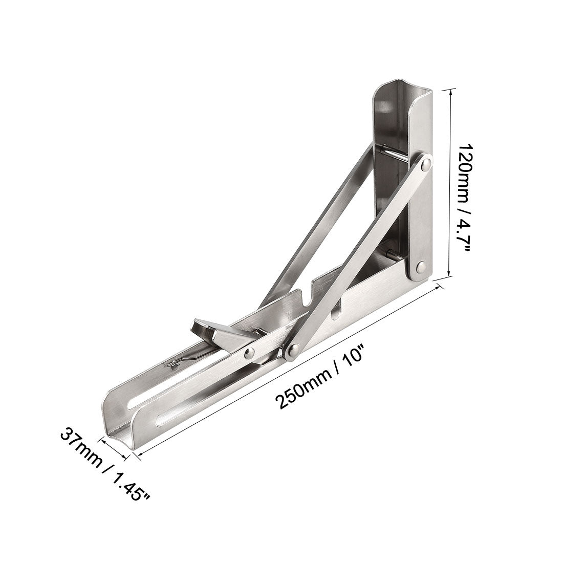 uxcell Uxcell Folding Bracket 10 inch 250mm for Shelf Table Desk Wall Mounted Support Collapsible Long Release Arm Space Saving Stainless Steel