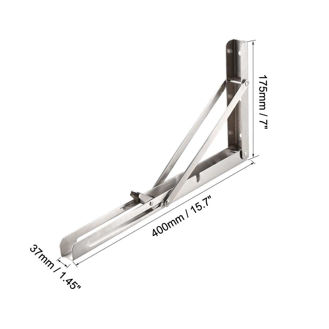 uxcell Uxcell Folding Bracket 16 inch 400mm for Shelf Table Desk Wall Mounted Support Collapsible Long Release Arm Space Saving Stainless Steel