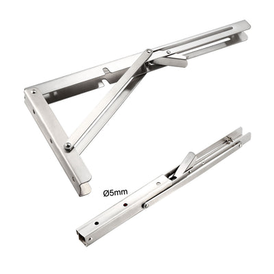 Harfington Uxcell Folding Bracket 16 inch 400mm for Shelf Table Desk Wall Mounted Support Collapsible Long Release Arm Space Saving Stainless Steel
