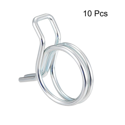 Harfington Uxcell Double Wire Spring Hose Clamp 7mm Fuel Line Tube Spring Clips Zinc Plated 10Pcs