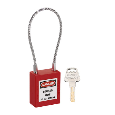 Harfington Uxcell Lockout Tagout Locks 3.3 Inch Shackle Key Alike Safety Padlock Plastic Lock Red