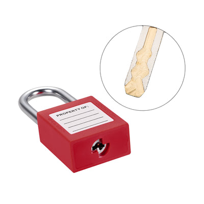 Harfington Uxcell Lockout Tagout Safety Padlock 38mm Steel Shackle Keyed Alike Red