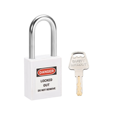 Harfington Uxcell Lockout Tagout Safety Padlock 38mm Steel Shackle Keyed Alike White