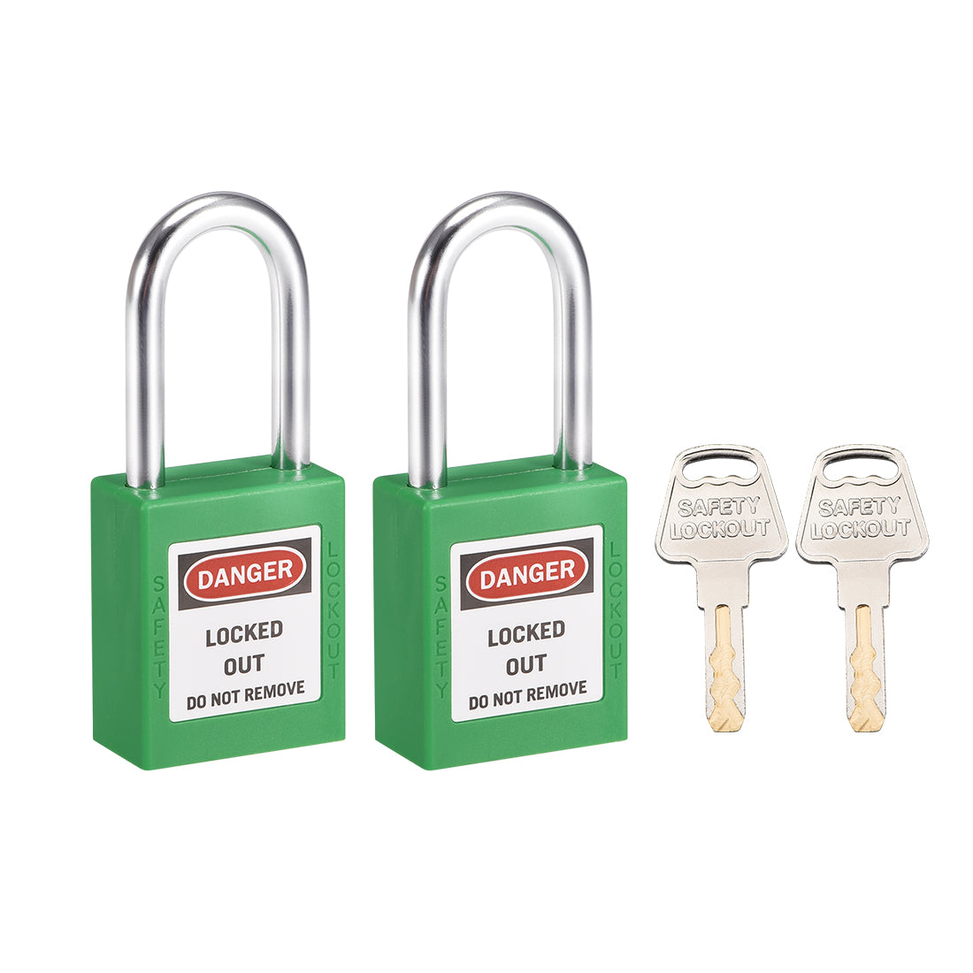 uxcell Uxcell Lockout Tagout Safety Padlock 38mm Steel Shackle Keyed Alike Light Green 2Pcs